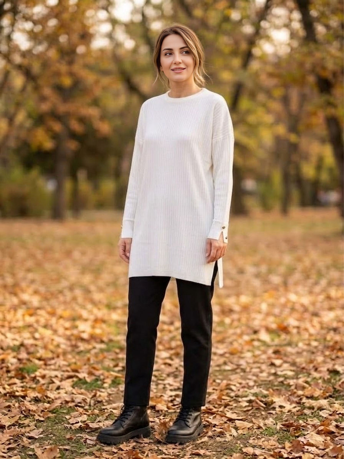 AFL Lucia Knitted Winter Tunic White