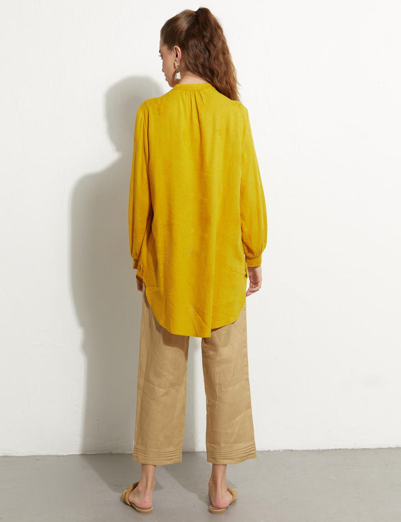 KA Rope Dtld Cotton Tunic Mustard