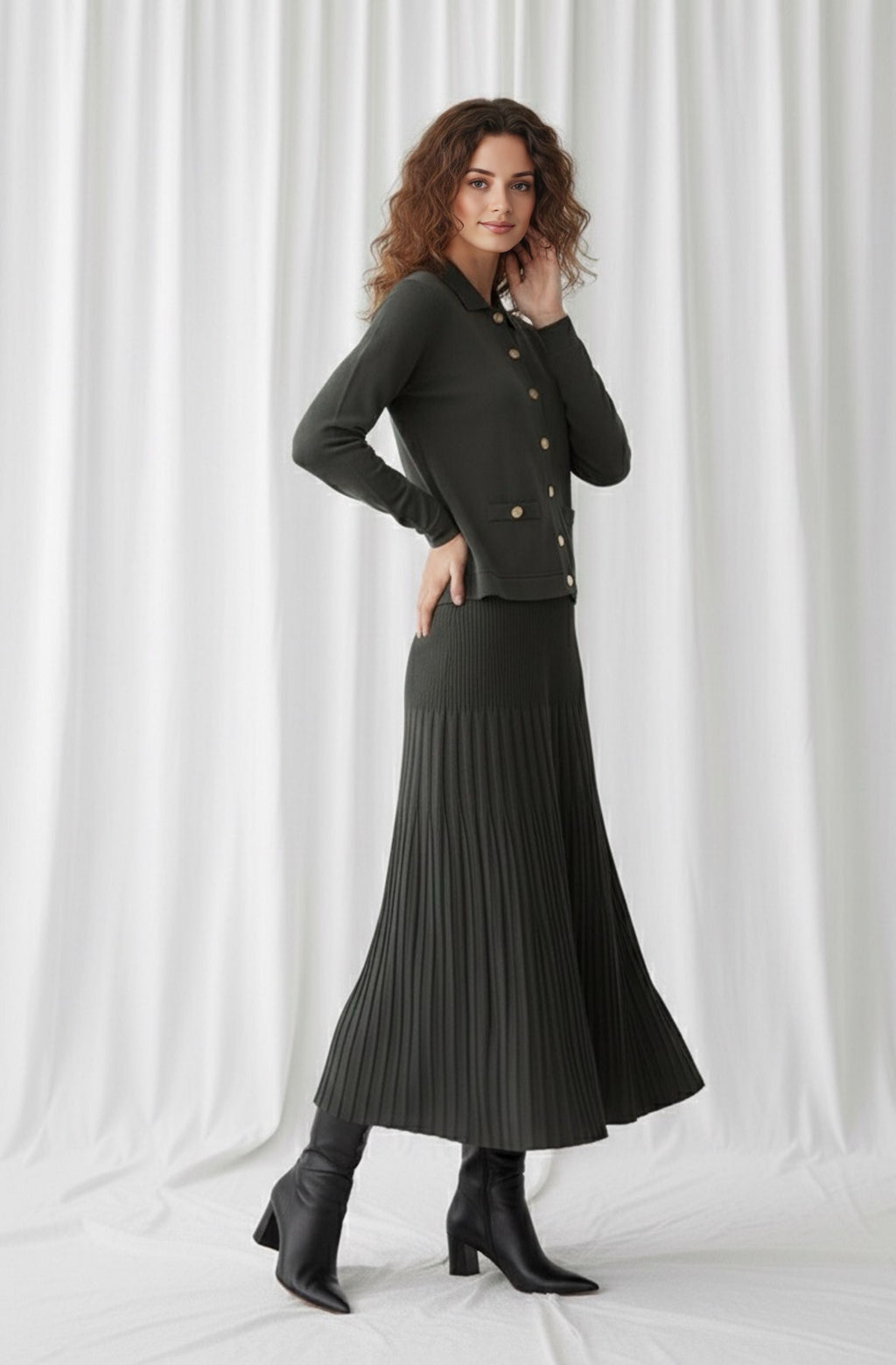 ZYF Alcin Knitted Winter Set Green