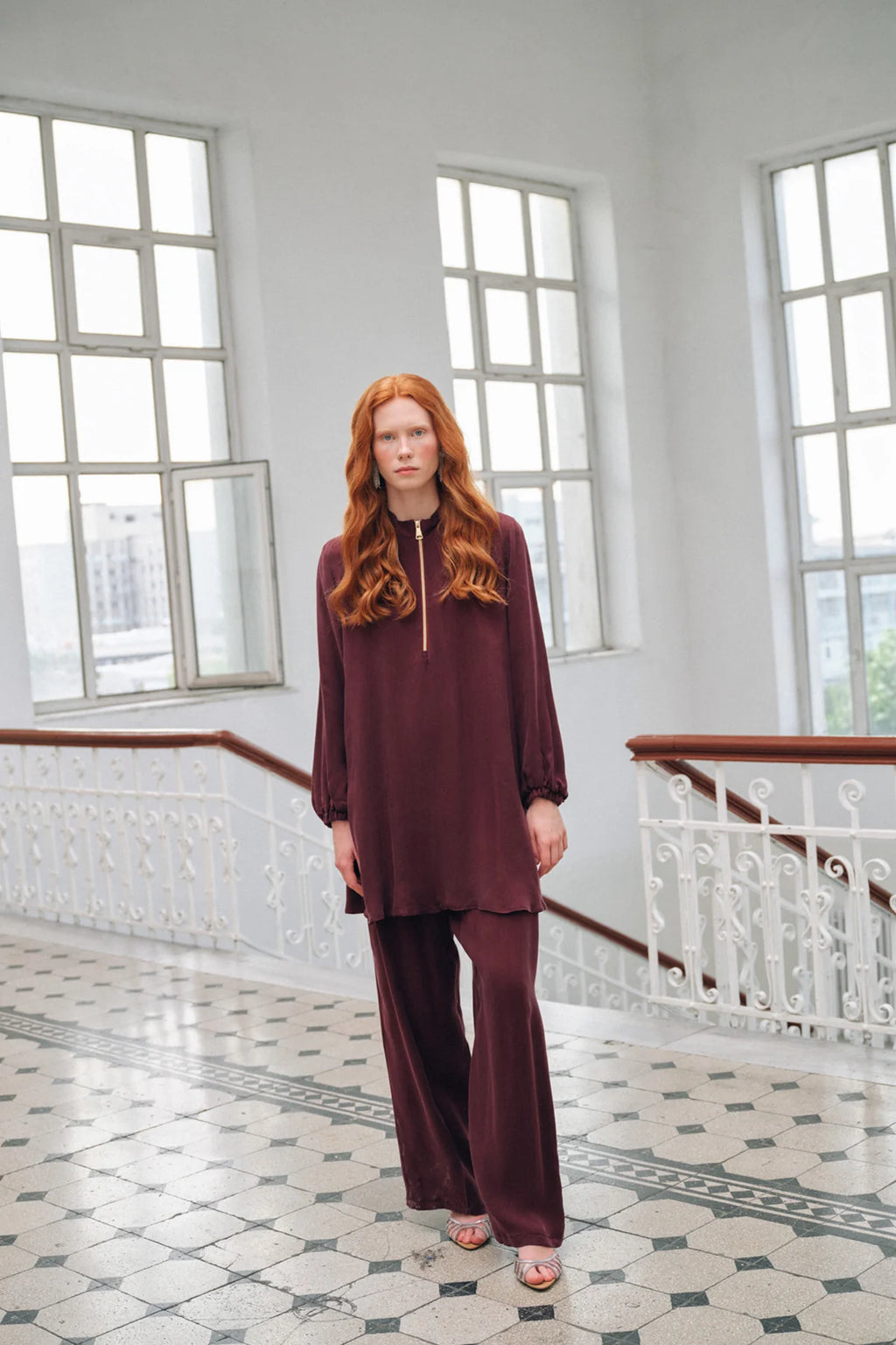 ETC Je Perla Qupra Silk Set Burgundy – Moda Natty