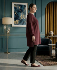 SR Pearl Embellished Plus Tunic Burgundy