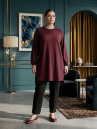 SR Pearl Embellished Plus Tunic Burgundy