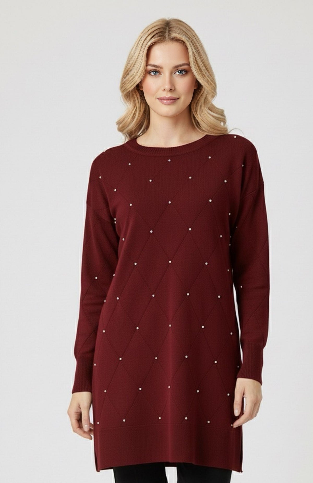 MRKS Balmain Knitted Tunic Burgundy