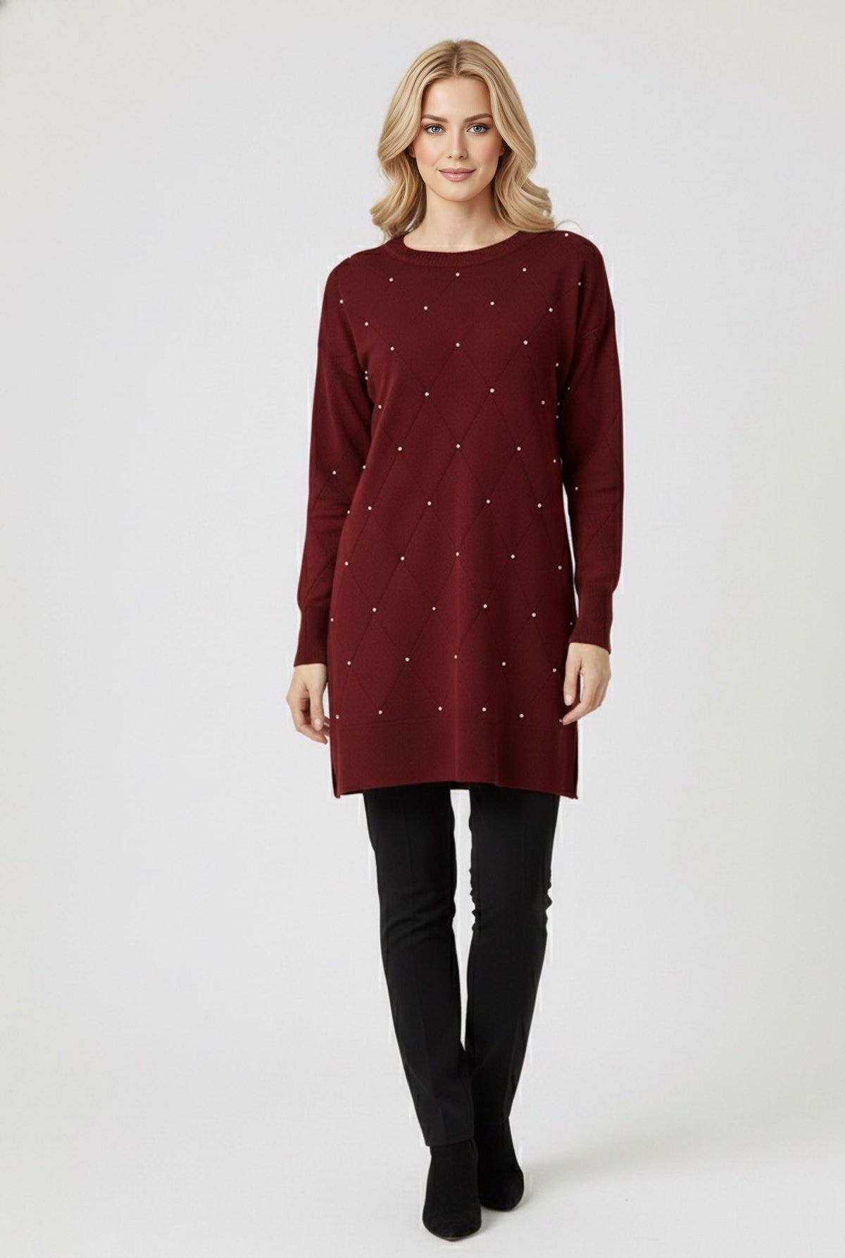 MRKS Balmain Knitted Tunic Burgundy