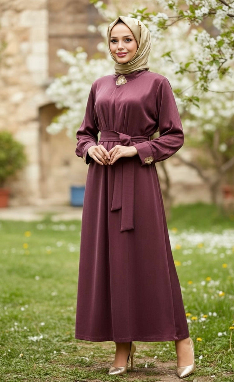 CLND Qupra Silk Shamrock Dress Burgundy