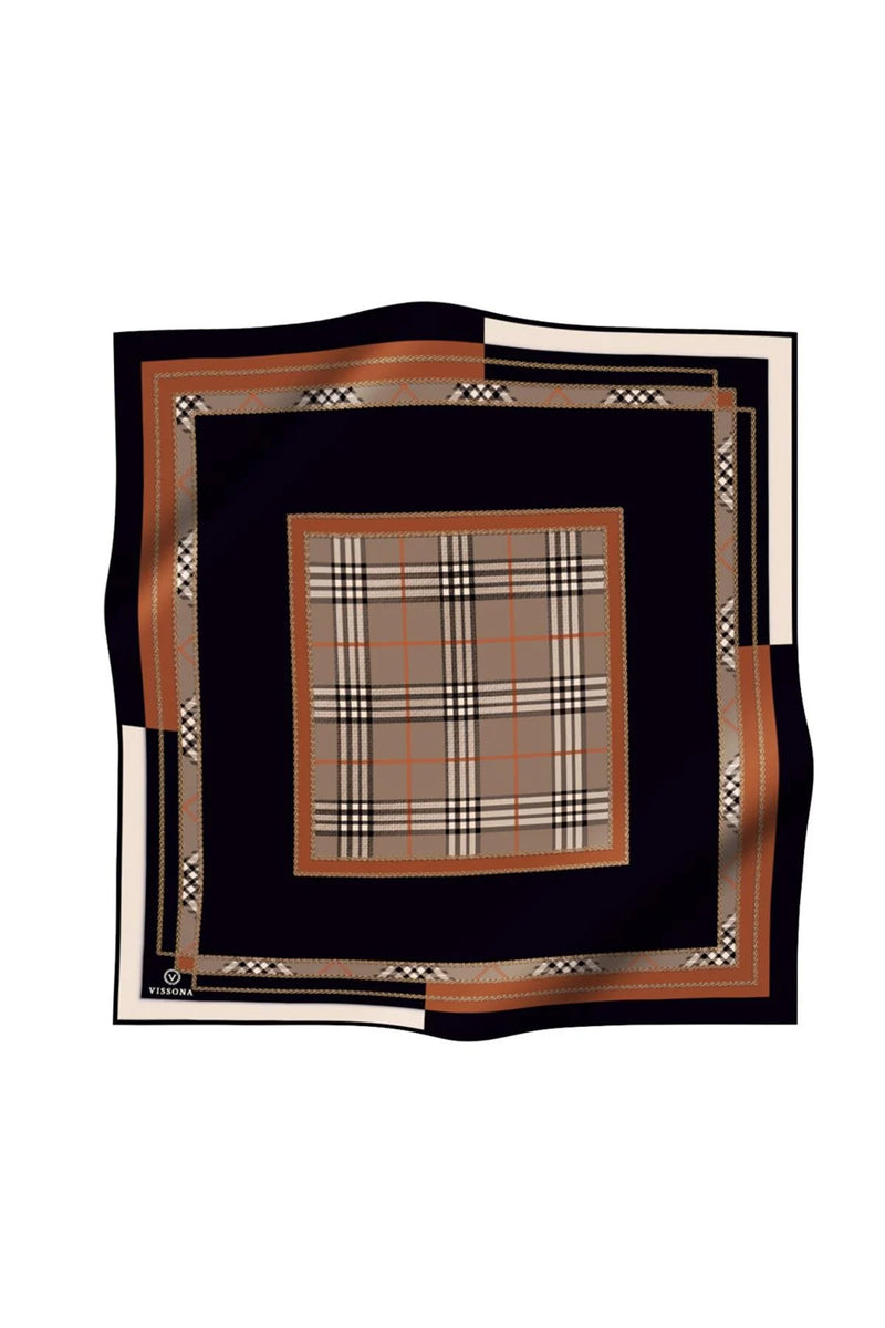 Vissona 50781 Printed Silk Scarf Tan