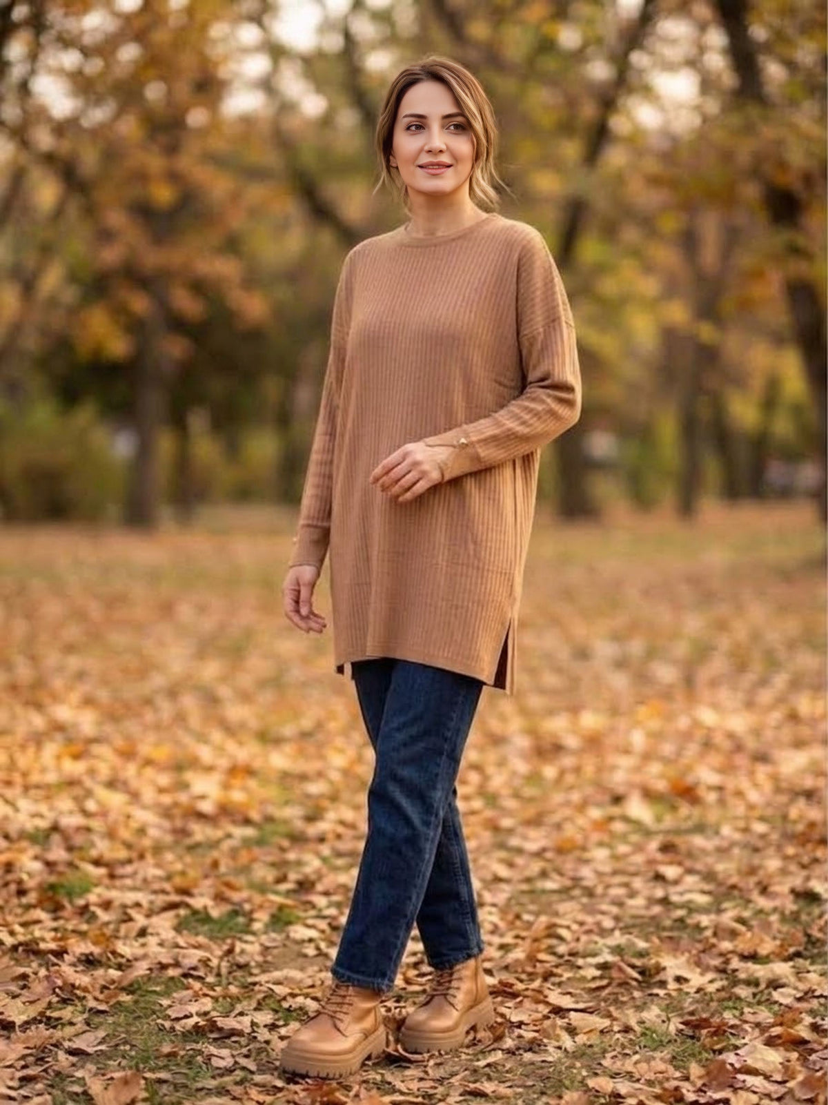 AFL Lucia Knitted Winter Tunic Camel