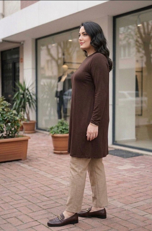 SR Semra Long Sleeve Inner Tunic Brown
