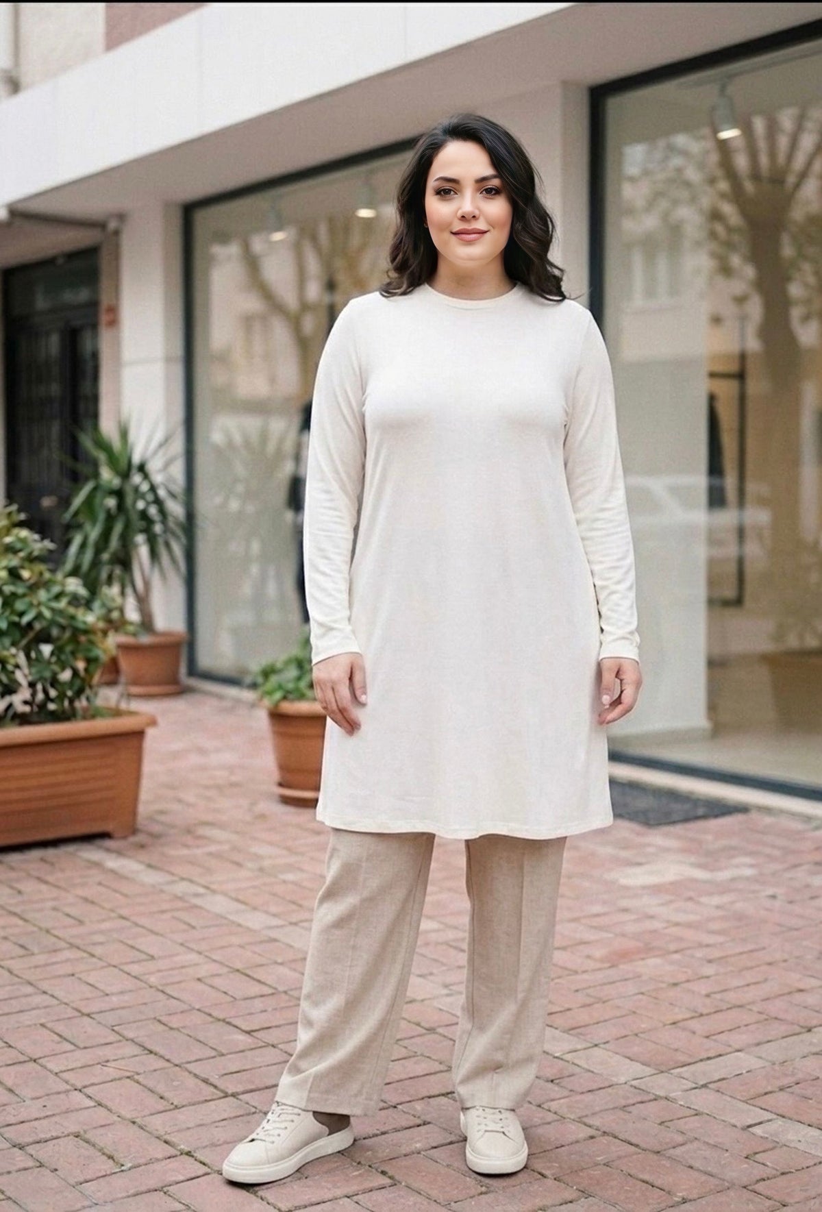 SR Semra Long Sleeve Inner Tunic Off White