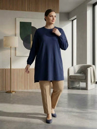 SR Pearl Embellished Plus Tunic Navy Blue