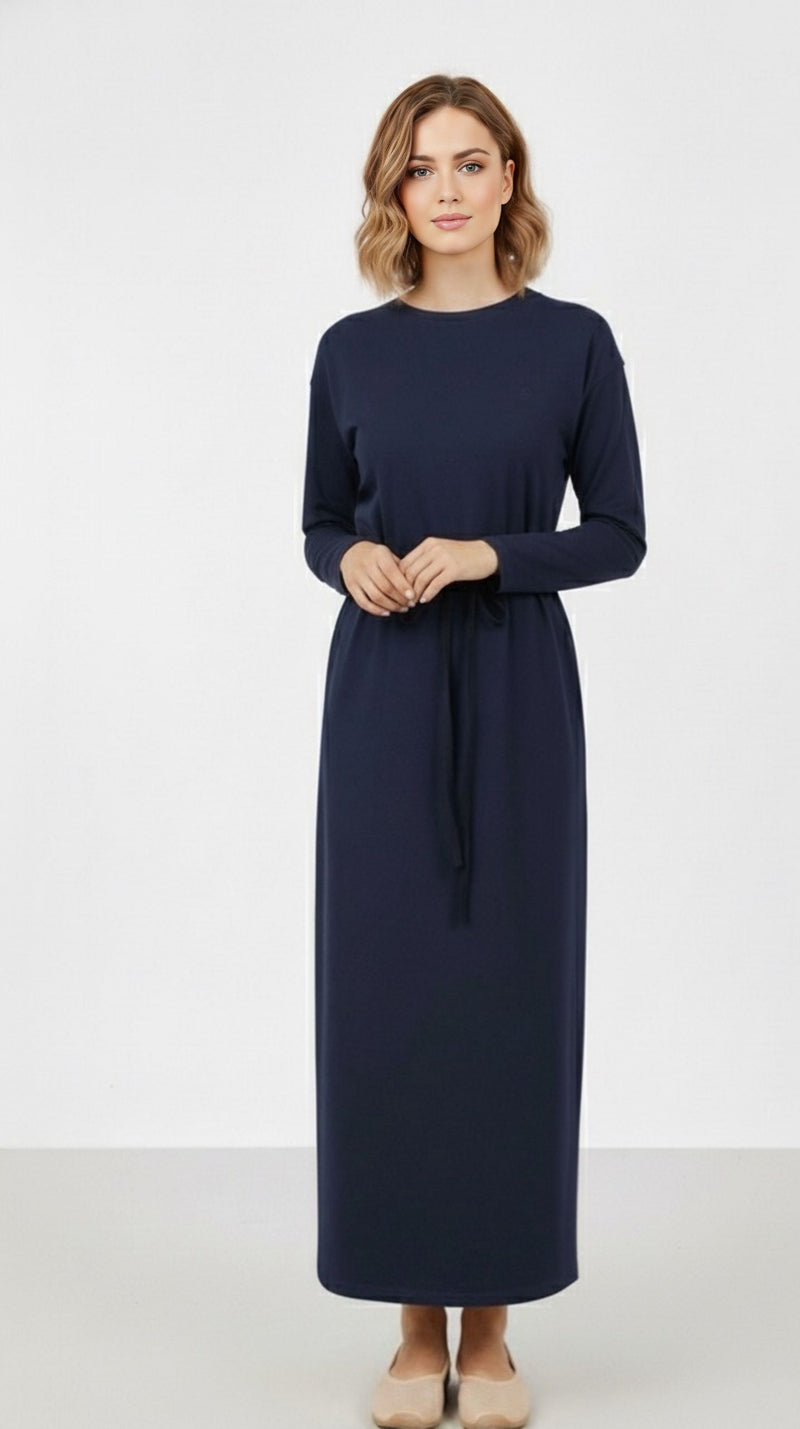 SLVR Latife Cotton Dress Navy Blue