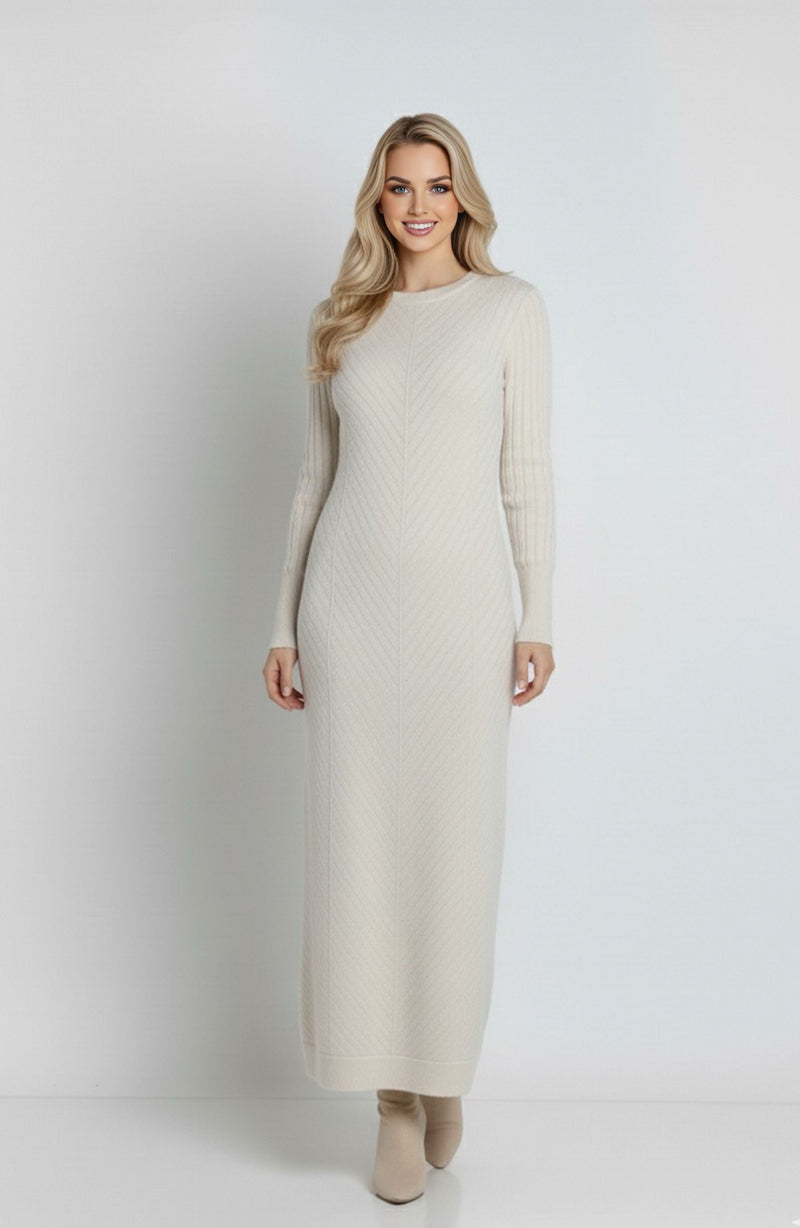 ZYF Aygen Knitted Winter Dress Ecru