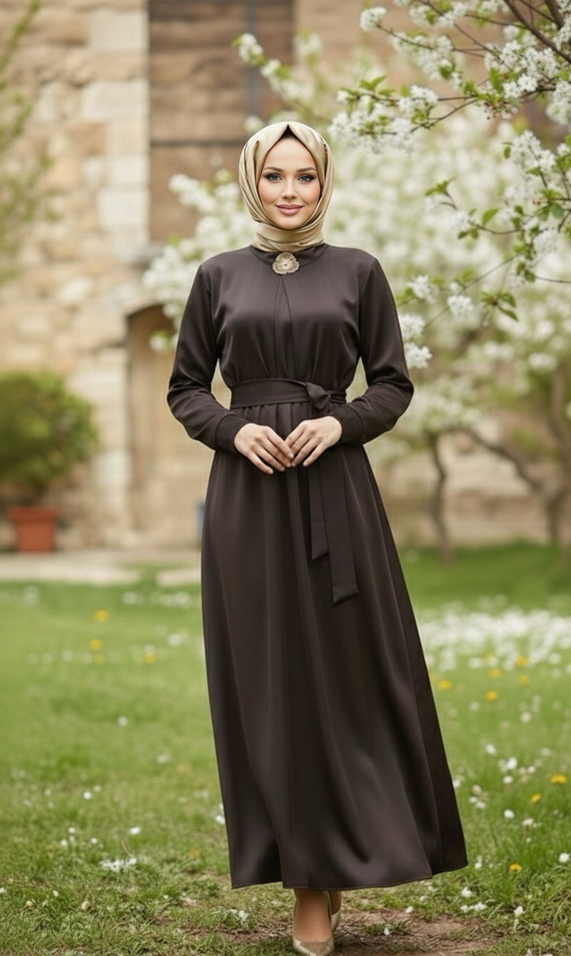 CLND Qupra Silk Shamrock Dress Brown