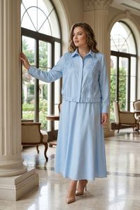 FUAT GURSEN Lace Dtld Skirt Set Baby Blue
