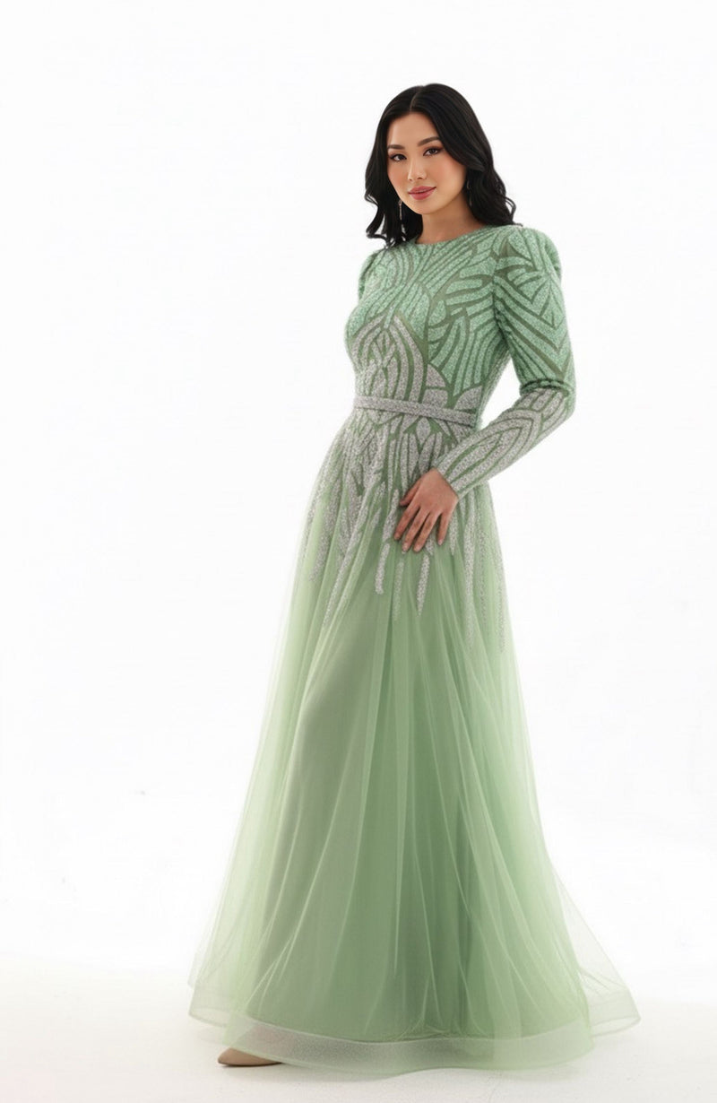BLY Andrea Special Occasion Plus Size Gown Green
