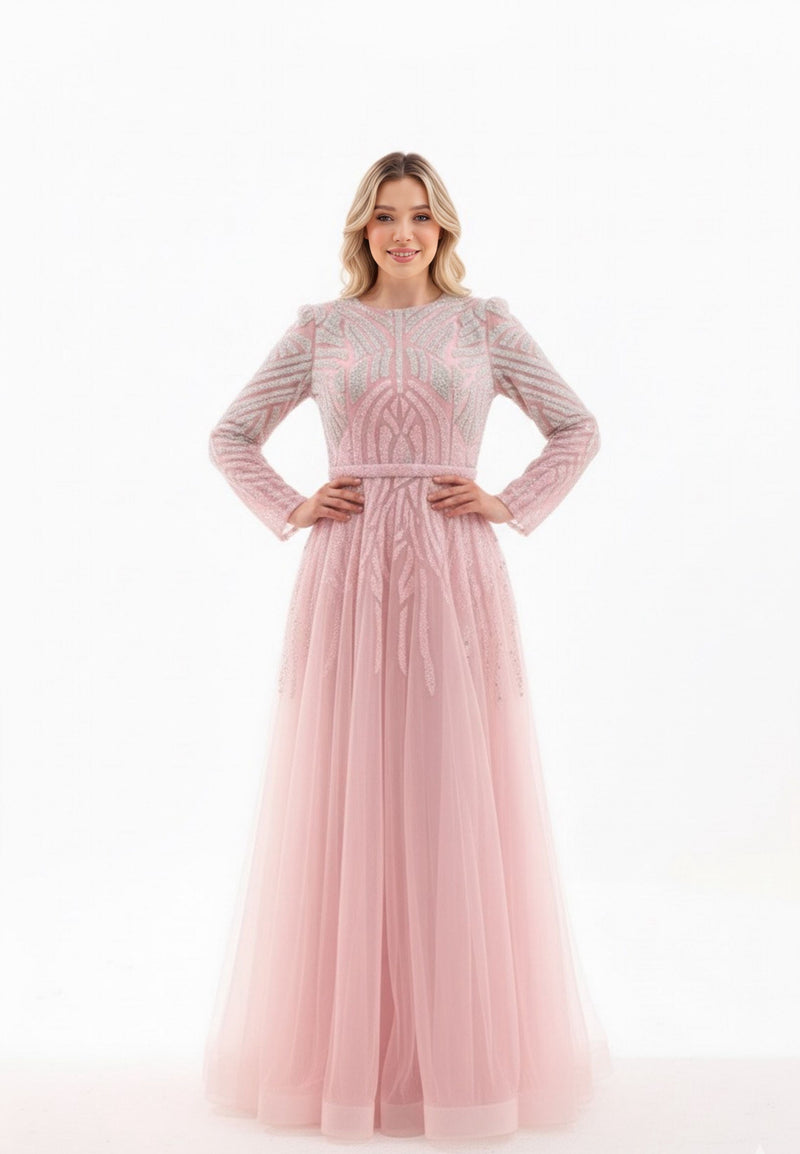 BLY Andrea Special Occasion Plus Size Gown Powder