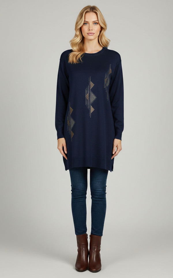 DNR Escape Knitted Tunic Navy Blue