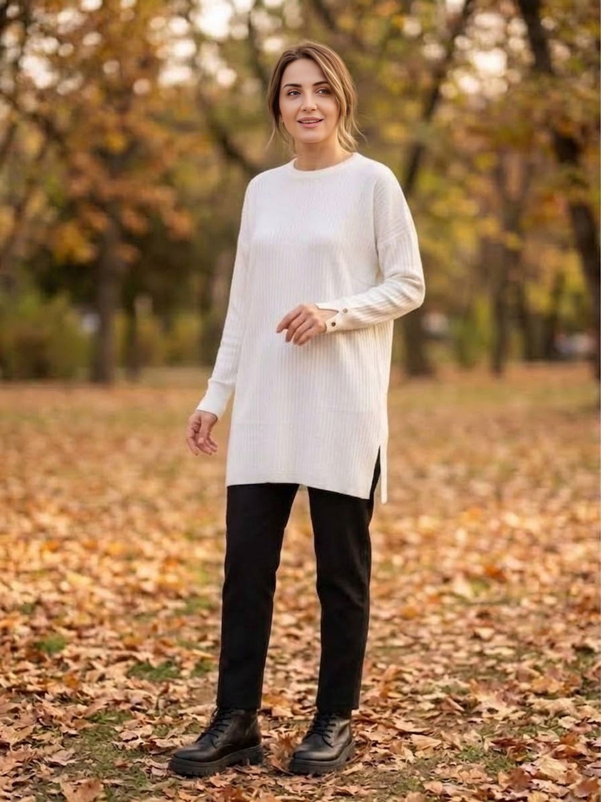 AFL Lucia Knitted Winter Tunic White