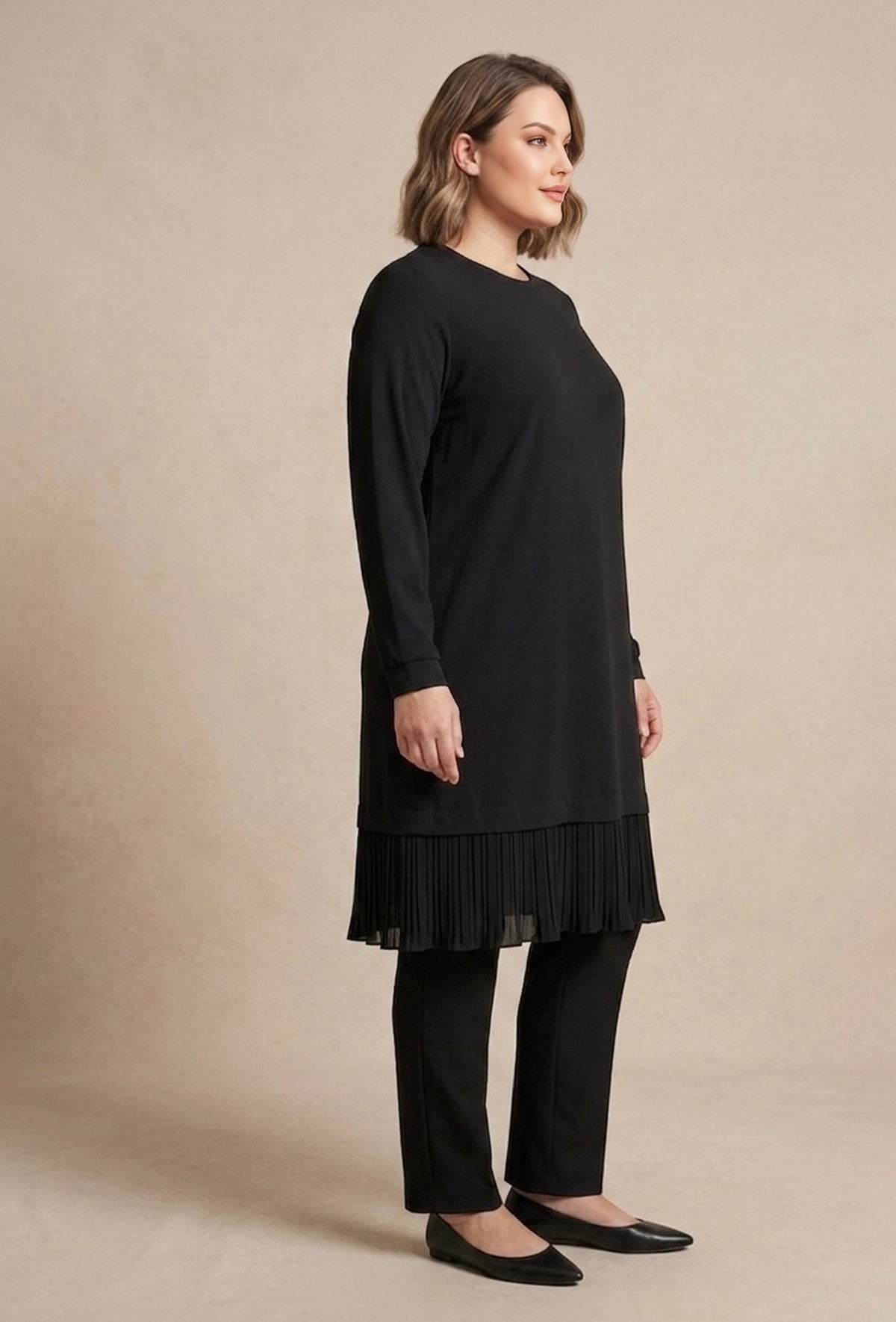 SR Ahuse Pleated Inner Tunic Black