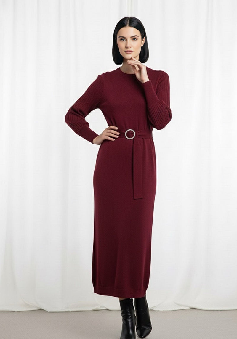 ZYF Asu Knitted Winter Dress Burgundy