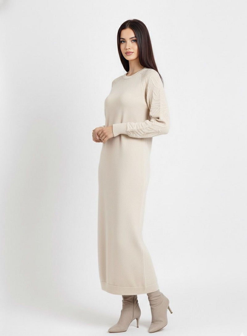 ZYF Alaz Knitted Winter Dress Ecru