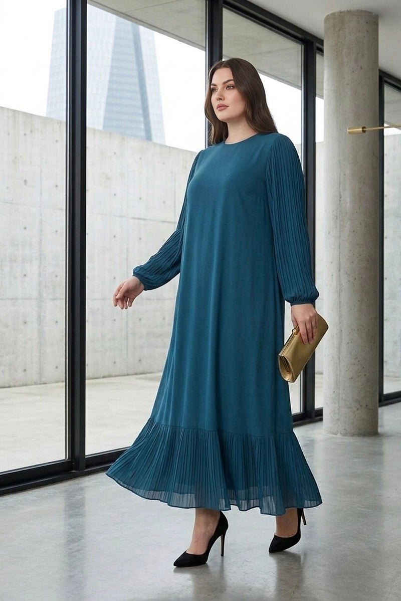 HSN Neslisah Plus Size Dress Petrol Green
