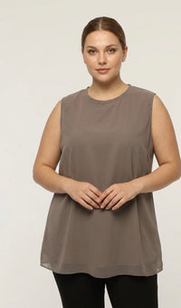SR Chiffon Sleeveless Inner Tunic Mink