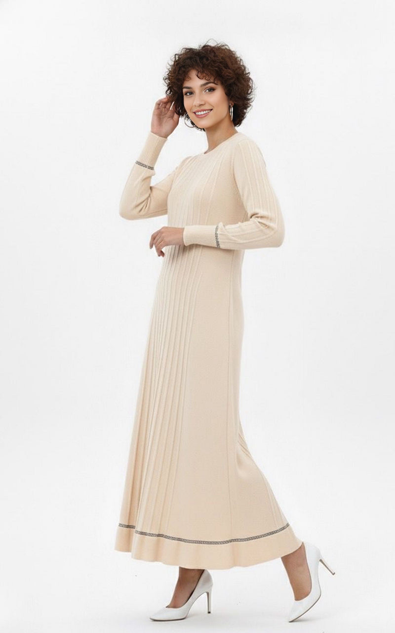 ZZ Binnur Knitted Winter Dress Cream