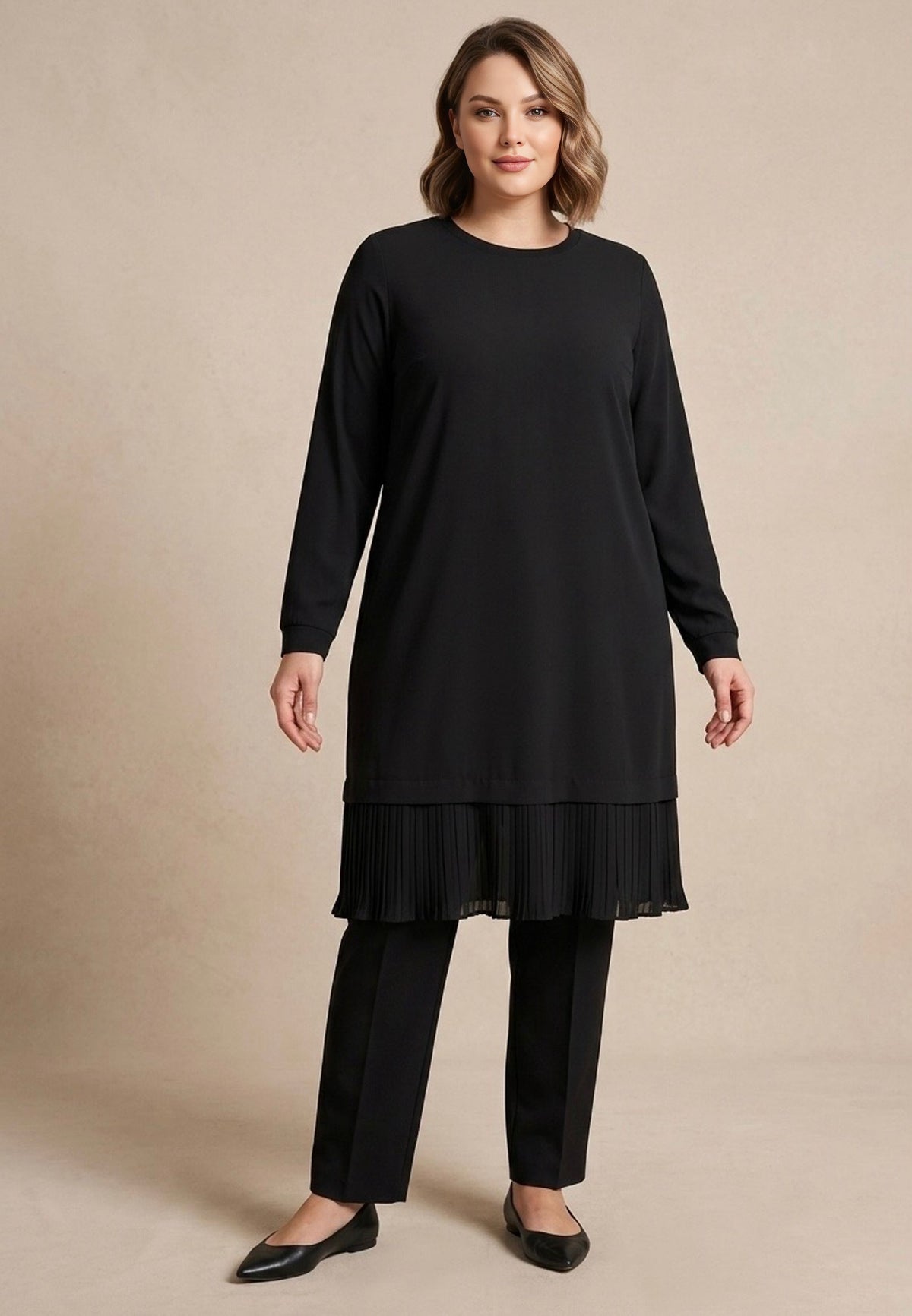 SR Ahuse Pleated Inner Tunic Black