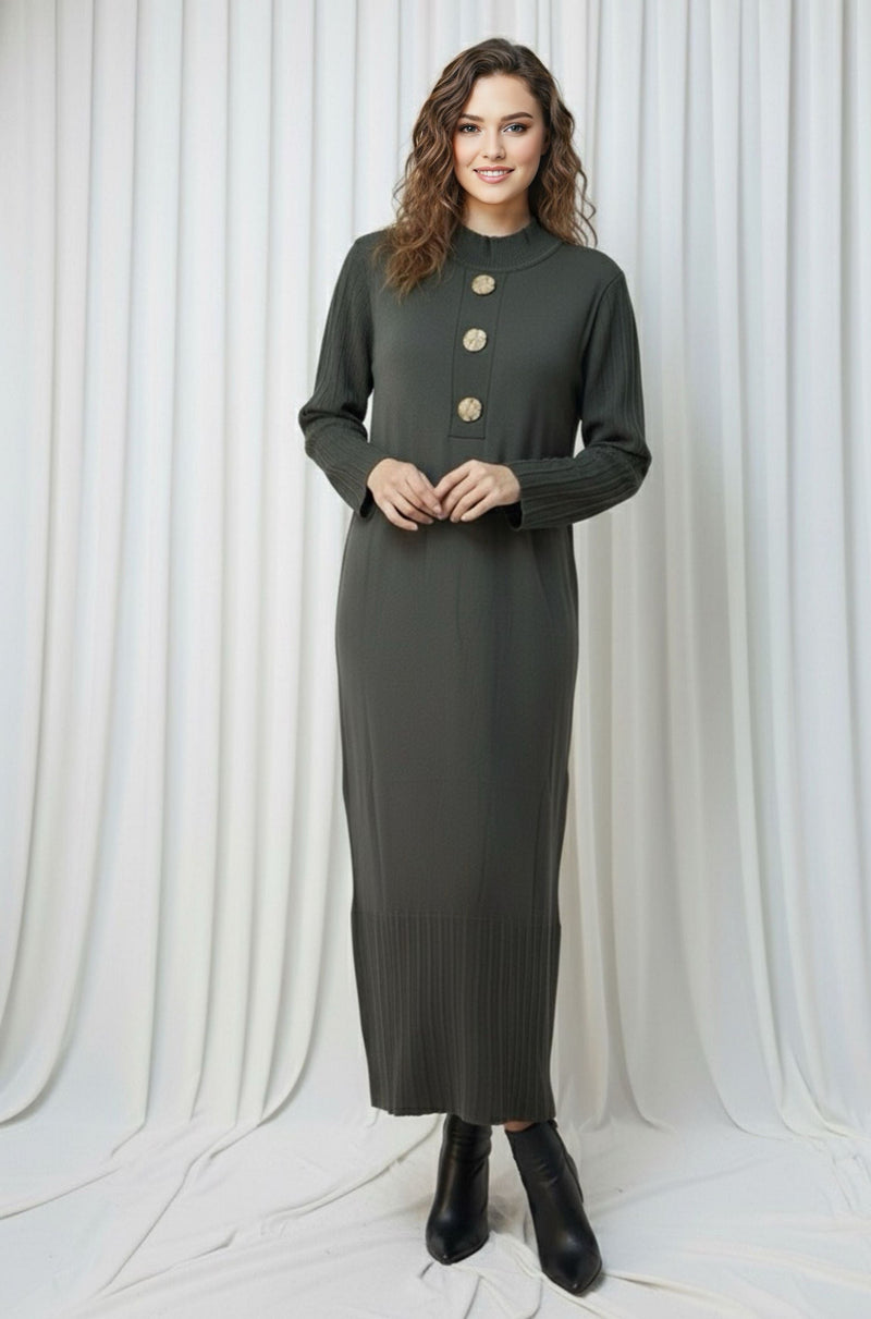 ZYF Akay Knitted Winter Dress Green