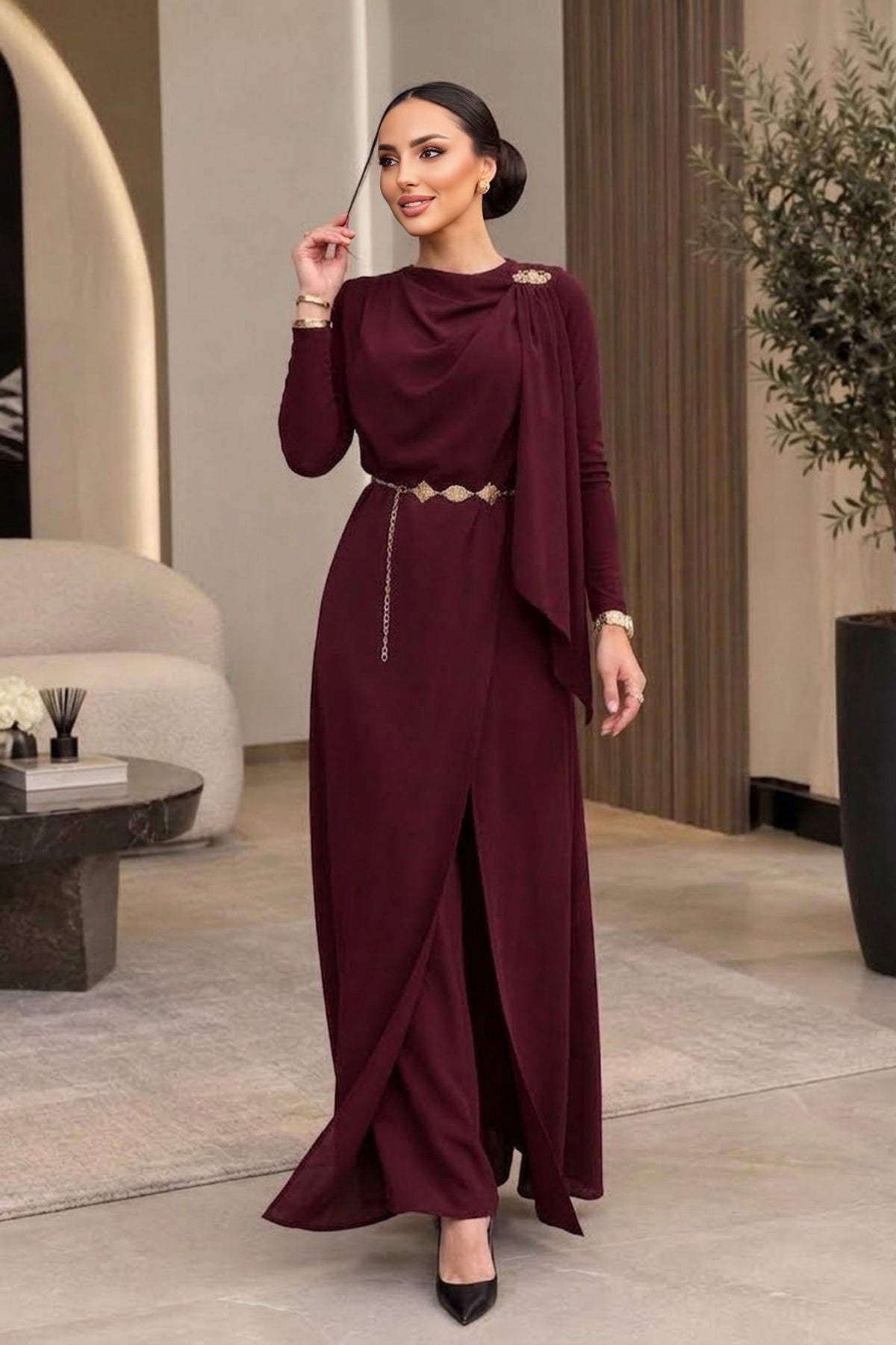 AHS Solana Jumpsuit Burgundy