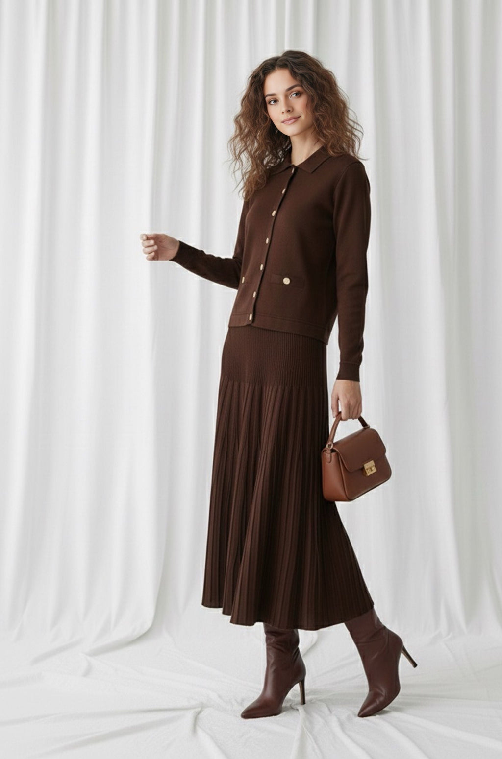 ZYF Alcin Knitted Winter Set Brown