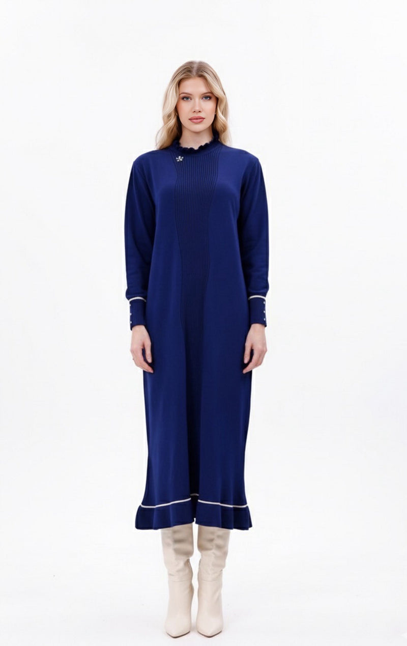 ZZ Biray Knitted Winter Dress Navy Blue
