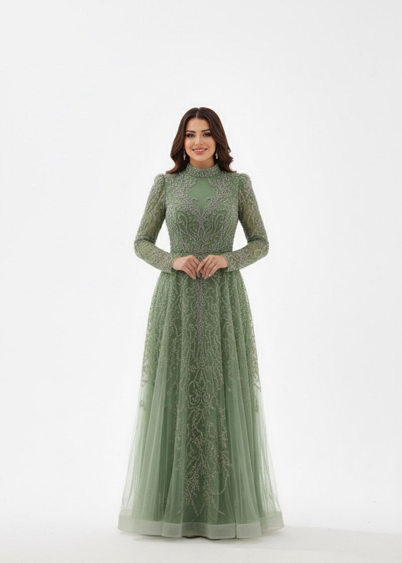 BLY Bella  Special Occasion Plus Size Gown Green