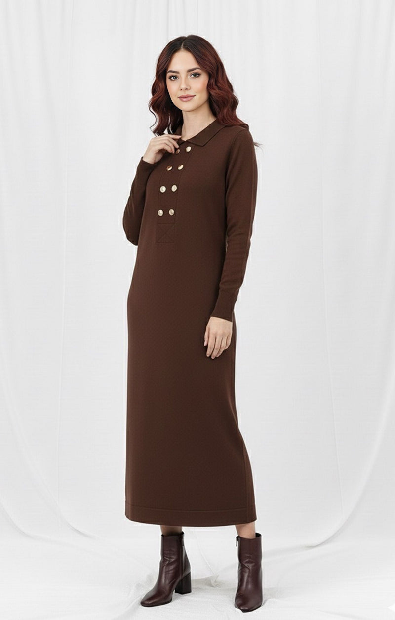 ZYF Asena Knitted Winter Dress Dark Brown
