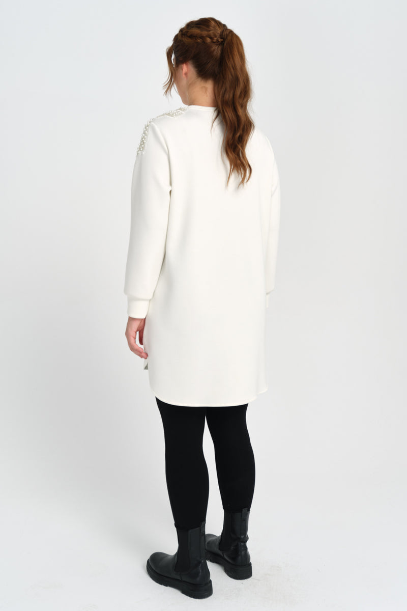 F&G Pearl Detailed Tunic Ecru
