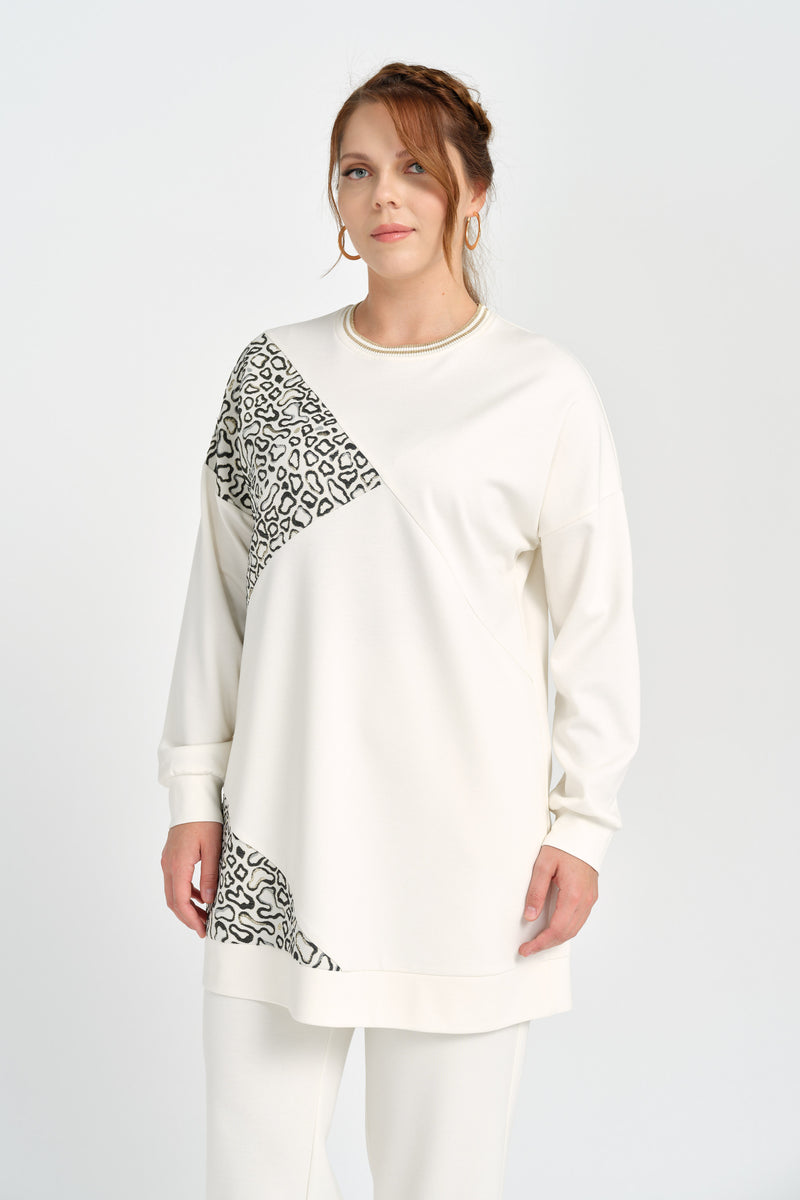 F&G Leopard Dtld Tunic Ecru