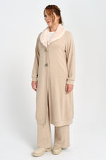 F&G Long Fur Cardigan Beige