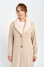 F&G Long Fur Cardigan Beige