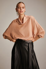 HK Cowl Neck Blouse Salmon