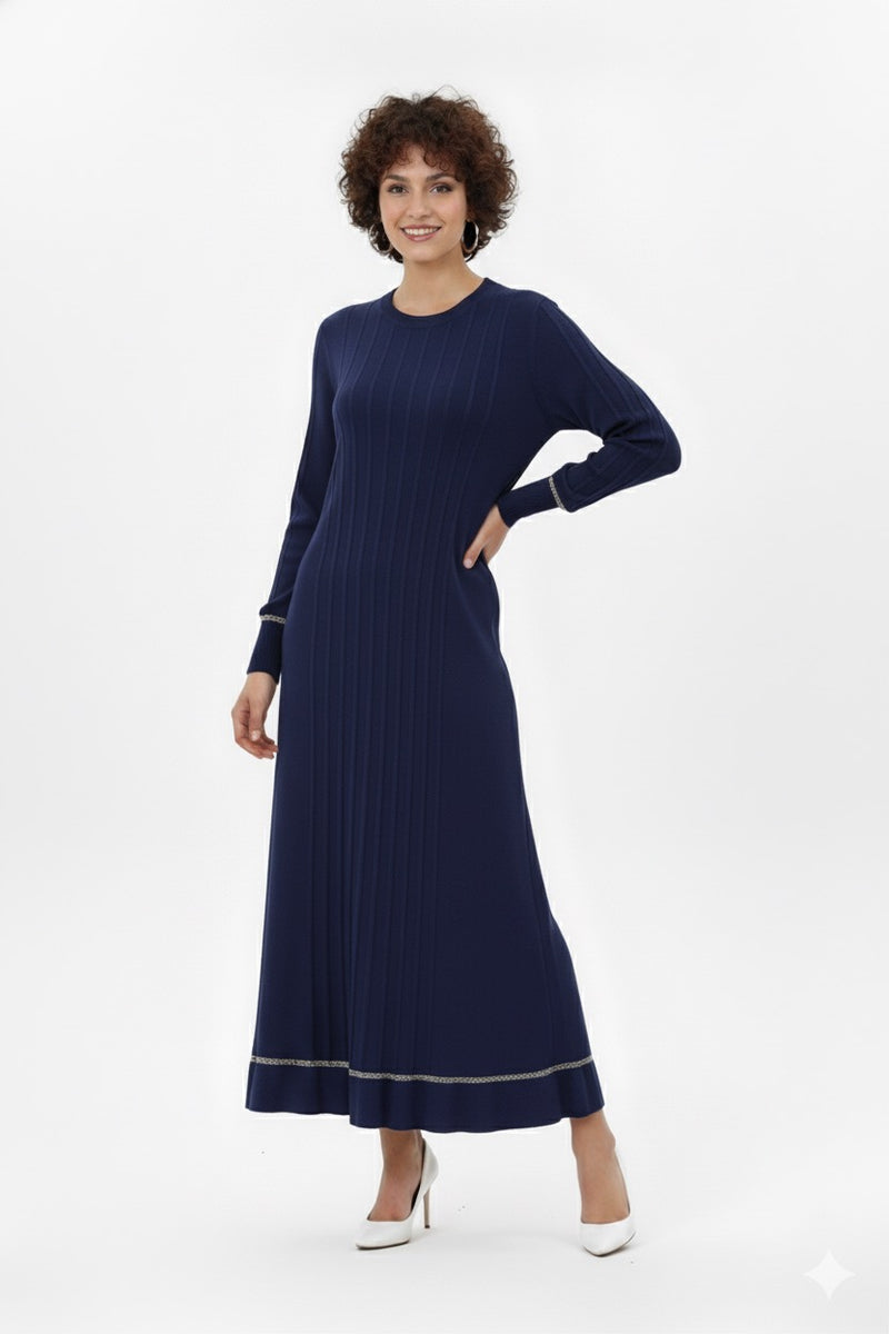 ZZ Binnur Knitted Winter Dress Navy Blue