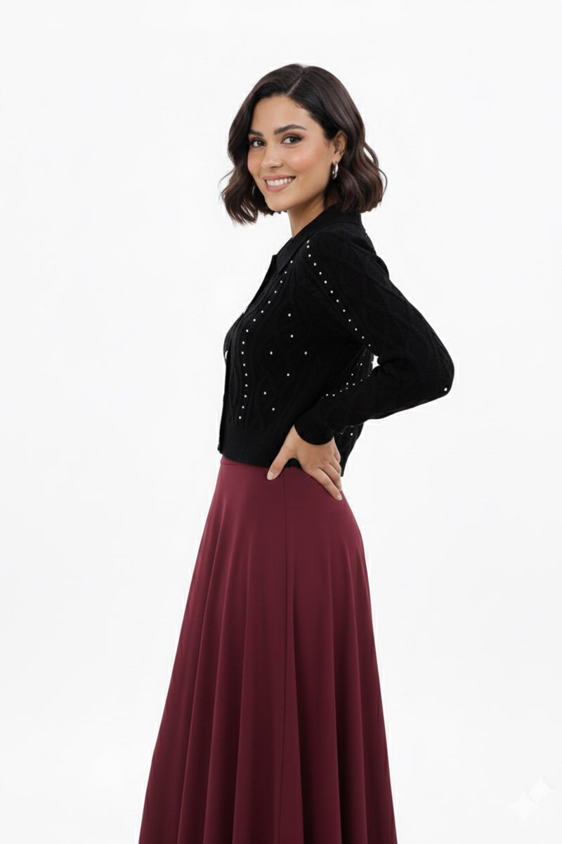 ZZ Kardelen Knitted Crop Top Black