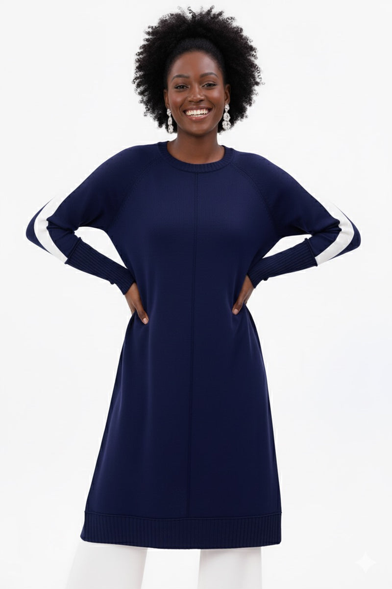 ZZ Burcin Knitted Winter Tunic Navy Blue