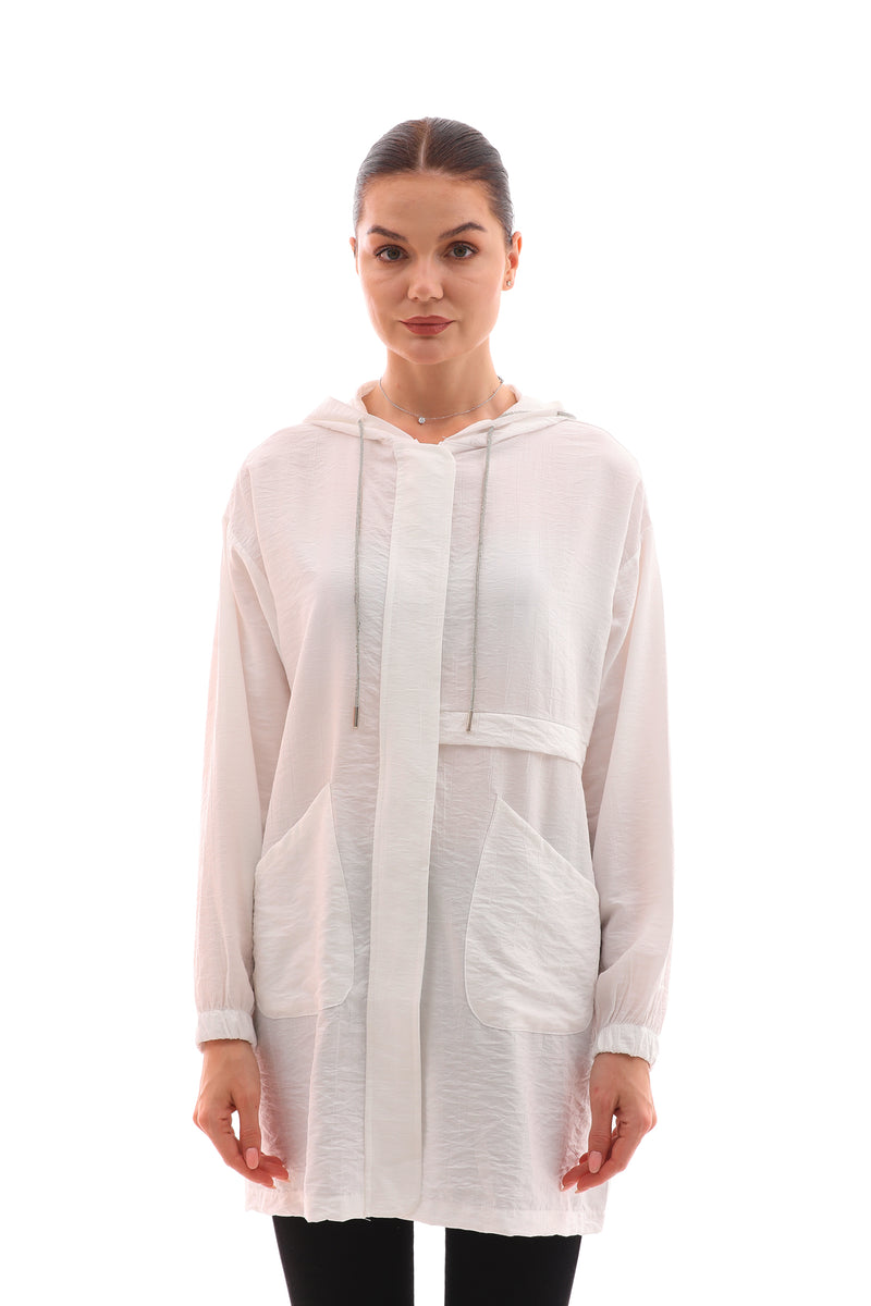 NSH Zipup Hoodied Cape White