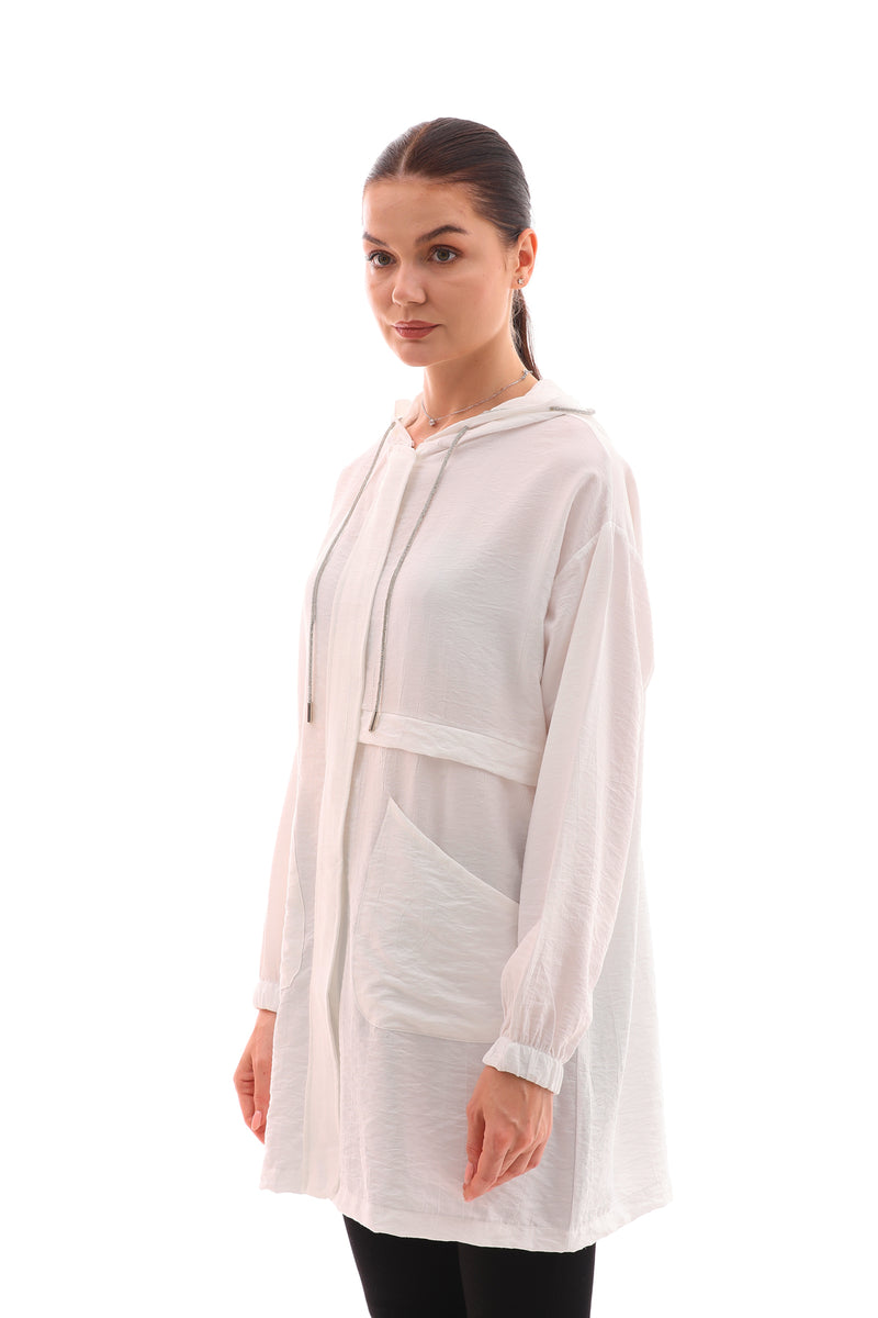 NSH Zipup Hoodied Cape White