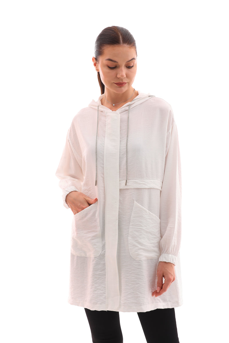 NSH Zipup Hoodied Cape White