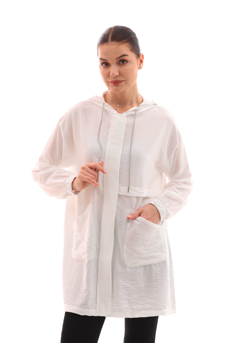 NSH Zipup Hoodied Cape White