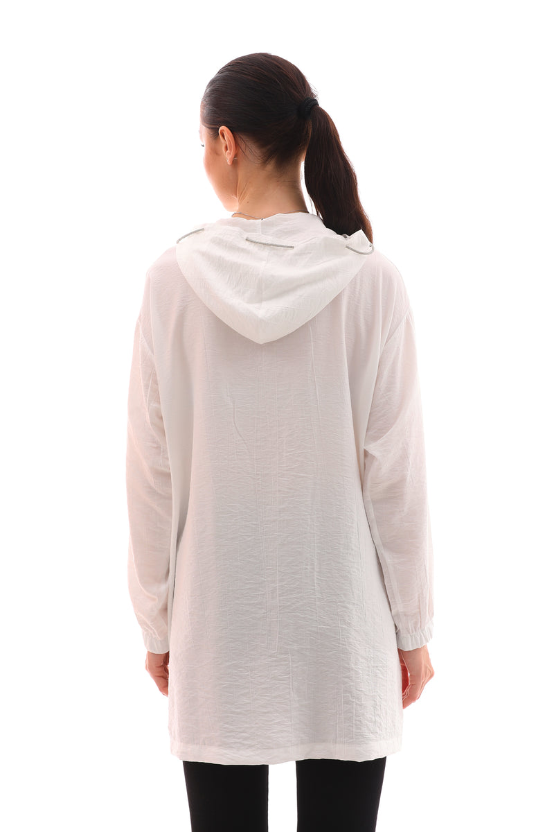 NSH Zipup Hoodied Cape White