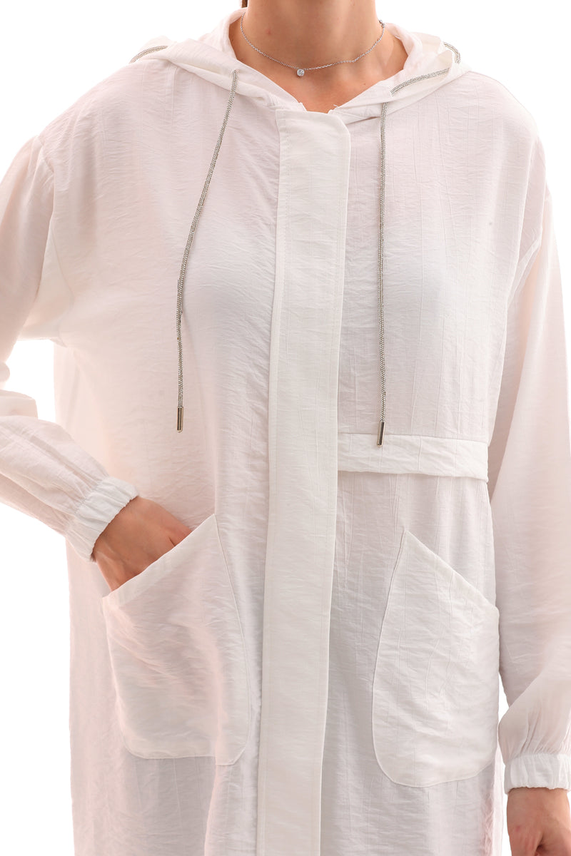 NSH Zipup Hoodied Cape White