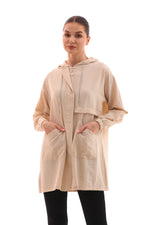 NSH Zipup Hoodied Cape Beige